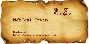 Mádai Ervin névjegykártya