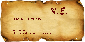 Mádai Ervin névjegykártya
